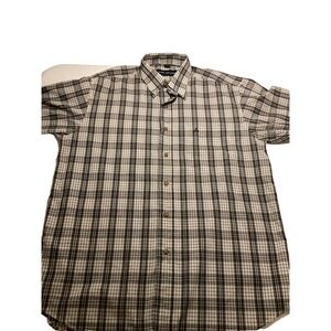 John Miller Exclusive Men's L  16.5 41-42 Brown Plaid Shirt‎ D65